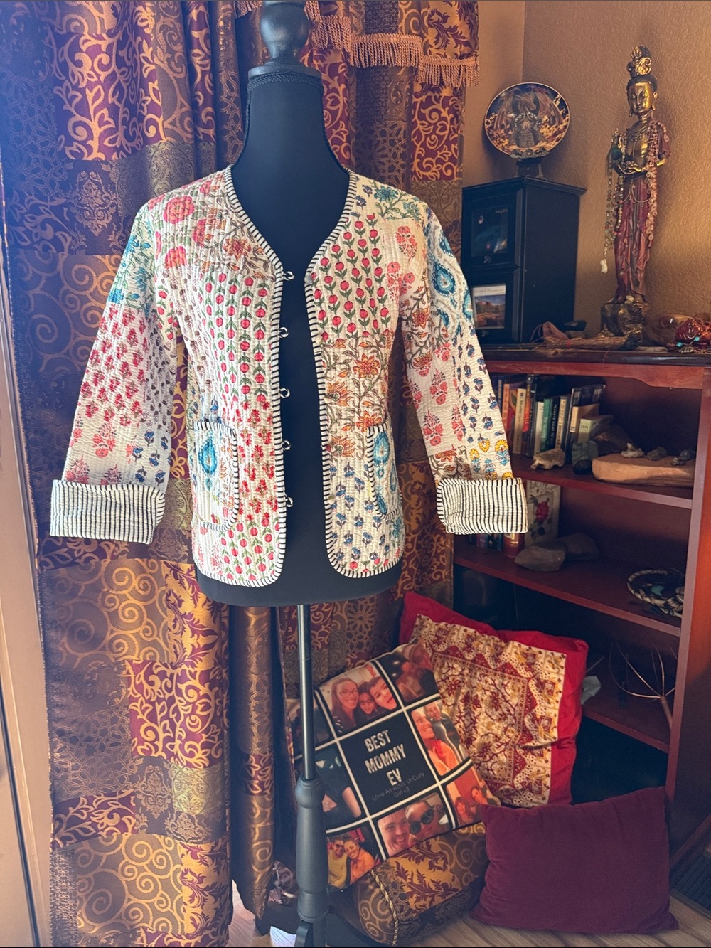 Cropped Floral Quilted Jacket